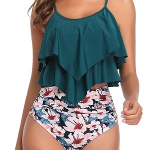 Ruffle top and high waisted bikini